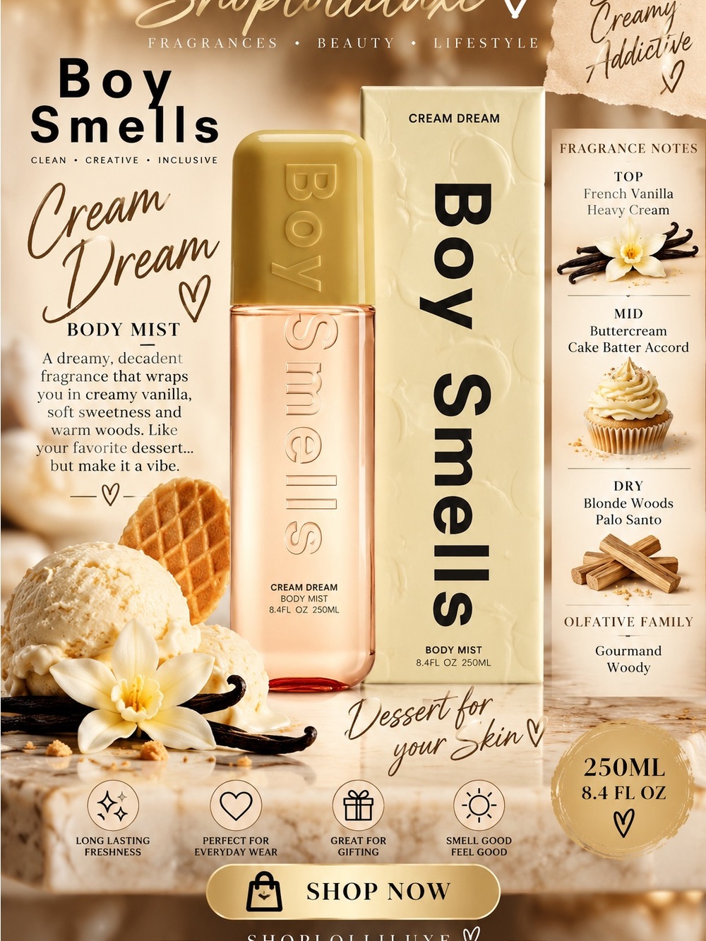Boy Smells Cream Dream Body Mist — Cream 250ml